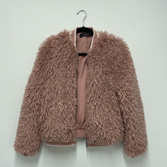 Zara Pink Fluffy Jacket - Picture 2 of 8